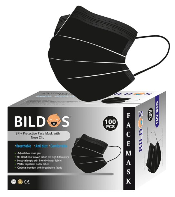 Bildos® Melt-Blown Fabric 100 Black Masks Pack